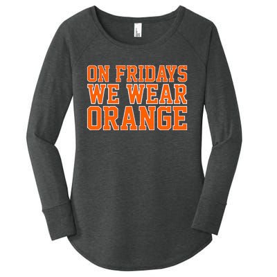 On Fridays We Wear Orange High School Football Team Pride Women's Perfect Tri Tunic Long Sleeve Shirt