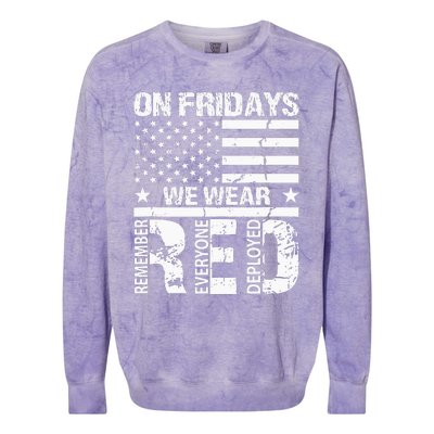 On Fridays We Wear Red American Flag Military Supportive Colorblast Crewneck Sweatshirt