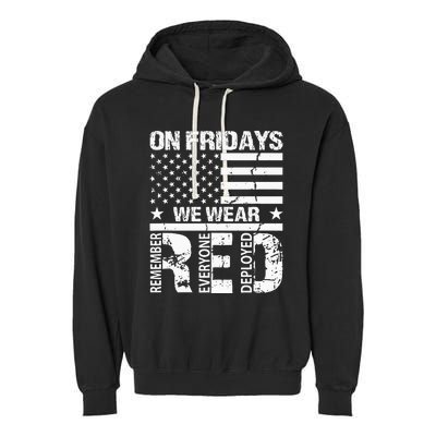 On Fridays We Wear Red American Flag Military Supportive Garment-Dyed Fleece Hoodie