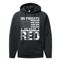 On Fridays We Wear Red American Flag Military Supportive Performance Fleece Hoodie