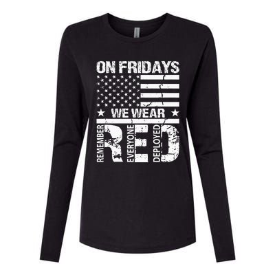 On Fridays We Wear Red American Flag Military Supportive Womens Cotton Relaxed Long Sleeve T-Shirt