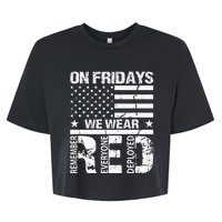 On Fridays We Wear Red American Flag Military Supportive Bella+Canvas Jersey Crop Tee