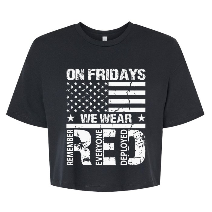 On Fridays We Wear Red American Flag Military Supportive Bella+Canvas Jersey Crop Tee