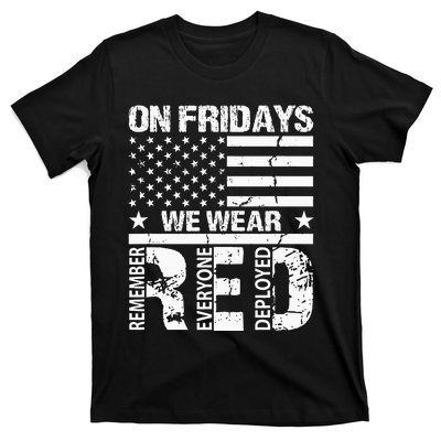 On Fridays We Wear Red American Flag Military Supportive T-Shirt