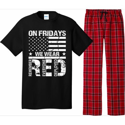 On Fridays We Wear Red American Flag Military Supportive Pajama Set