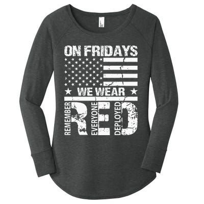 On Fridays We Wear Red American Flag Military Supportive Women's Perfect Tri Tunic Long Sleeve Shirt