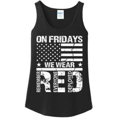 On Fridays We Wear Red American Flag Military Supportive Ladies Essential Tank