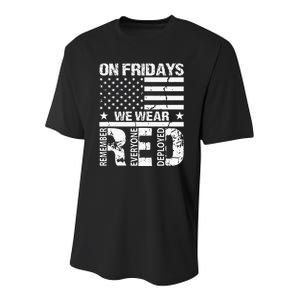 On Fridays We Wear Red American Flag Military Supportive Youth Performance Sprint T-Shirt