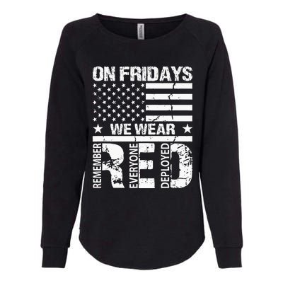 On Fridays We Wear Red American Flag Military Supportive Womens California Wash Sweatshirt