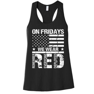 On Fridays We Wear Red American Flag Military Supportive Women's Racerback Tank