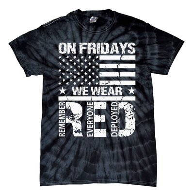 On Fridays We Wear Red American Flag Military Supportive Tie-Dye T-Shirt