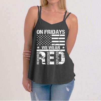 On Fridays We Wear Red American Flag Military Supportive Women's Strappy Tank