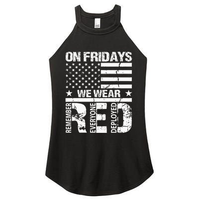 On Fridays We Wear Red American Flag Military Supportive Women's Perfect Tri Rocker Tank