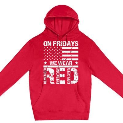 On Fridays We Wear Red American Flag Military Supportive Premium Pullover Hoodie