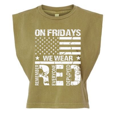 On Fridays We Wear Red American Flag Military Supportive Garment-Dyed Women's Muscle Tee