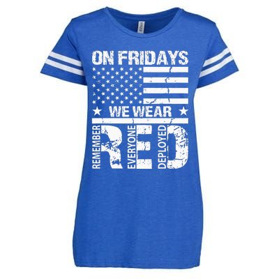 On Fridays We Wear Red American Flag Military Supportive Enza Ladies Jersey Football T-Shirt