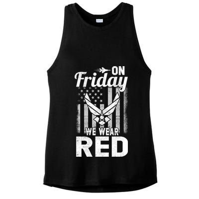 ON FRIDAY WE WEAR RED AIR FORCE AMERICAN FLAG Ladies PosiCharge Tri-Blend Wicking Tank