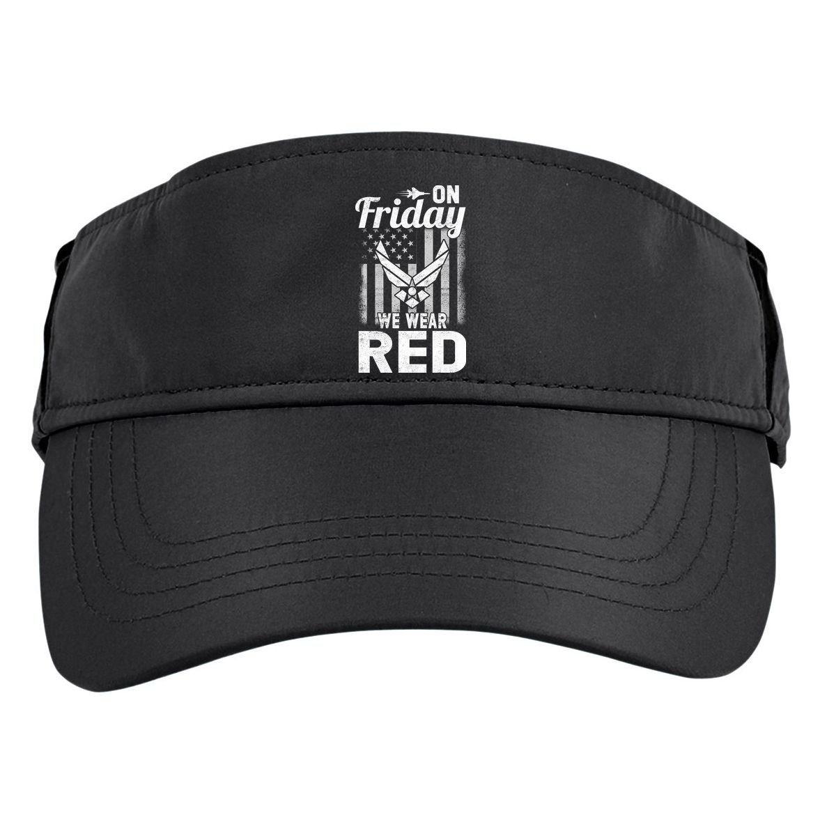 ON FRIDAY WE WEAR RED AIR FORCE AMERICAN FLAG Adult Drive Performance Visor