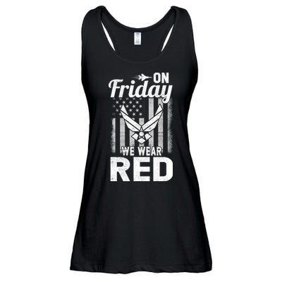 ON FRIDAY WE WEAR RED AIR FORCE AMERICAN FLAG Ladies Essential Flowy Tank