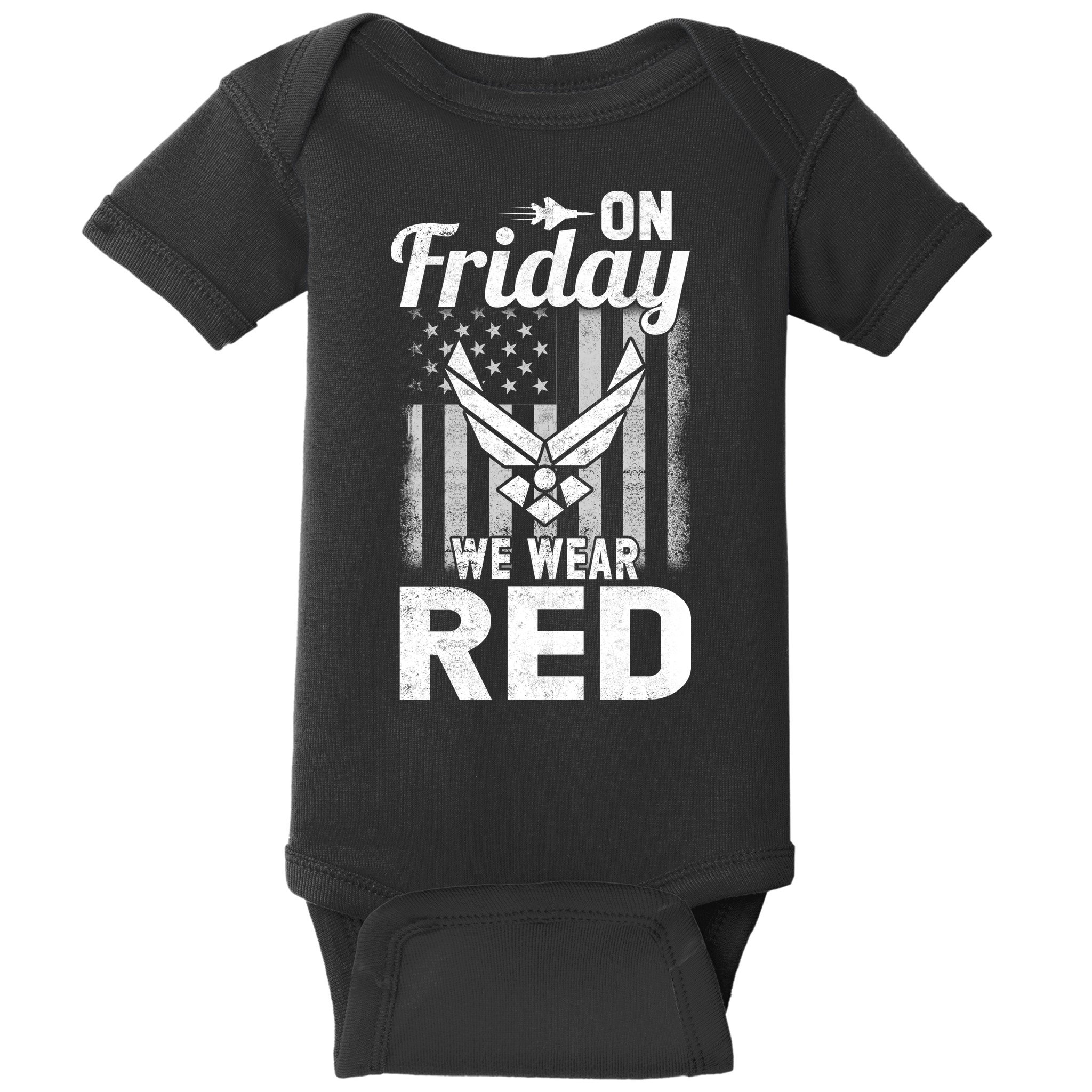ON FRIDAY WE WEAR RED AIR FORCE AMERICAN FLAG Baby Bodysuit
