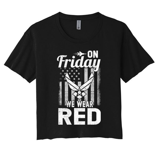 ON FRIDAY WE WEAR RED AIR FORCE AMERICAN FLAG Crop Top