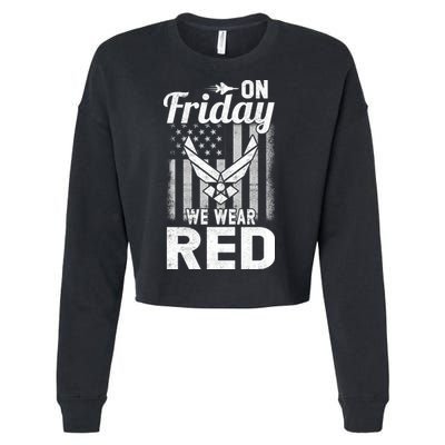 ON FRIDAY WE WEAR RED AIR FORCE AMERICAN FLAG Cropped Pullover Crew