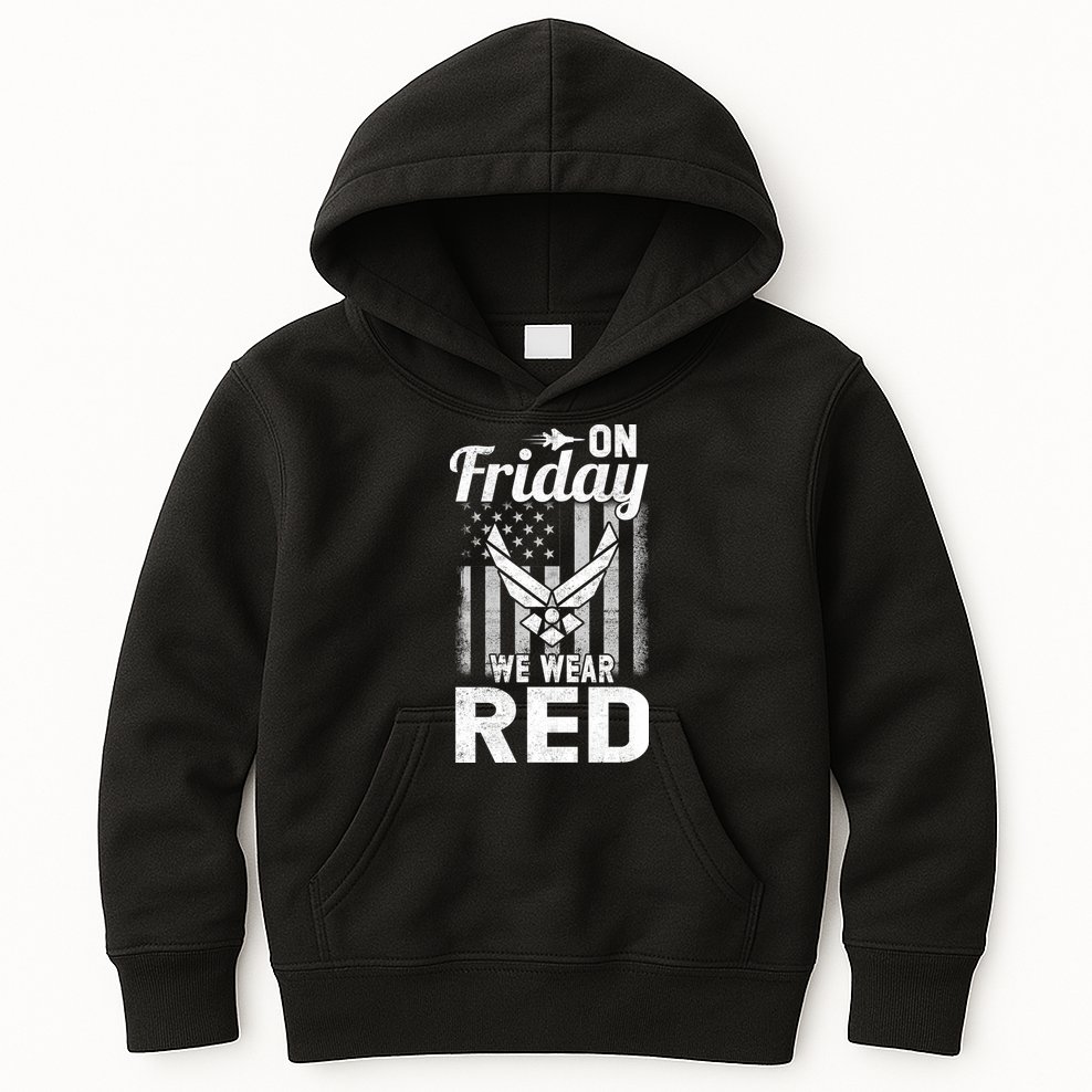 ON FRIDAY WE WEAR RED AIR FORCE AMERICAN FLAG Kids Hoodie