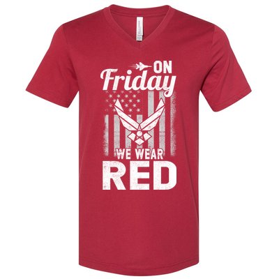 ON FRIDAY WE WEAR RED AIR FORCE AMERICAN FLAG V-Neck T-Shirt