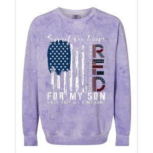 On Friday We Wear Red For My Son Military Support Us Flag Colorblast Crewneck Sweatshirt