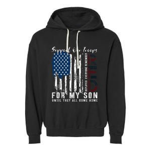 On Friday We Wear Red For My Son Military Support Us Flag Garment-Dyed Fleece Hoodie