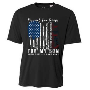 On Friday We Wear Red For My Son Military Support Us Flag Cooling Performance Crew T-Shirt