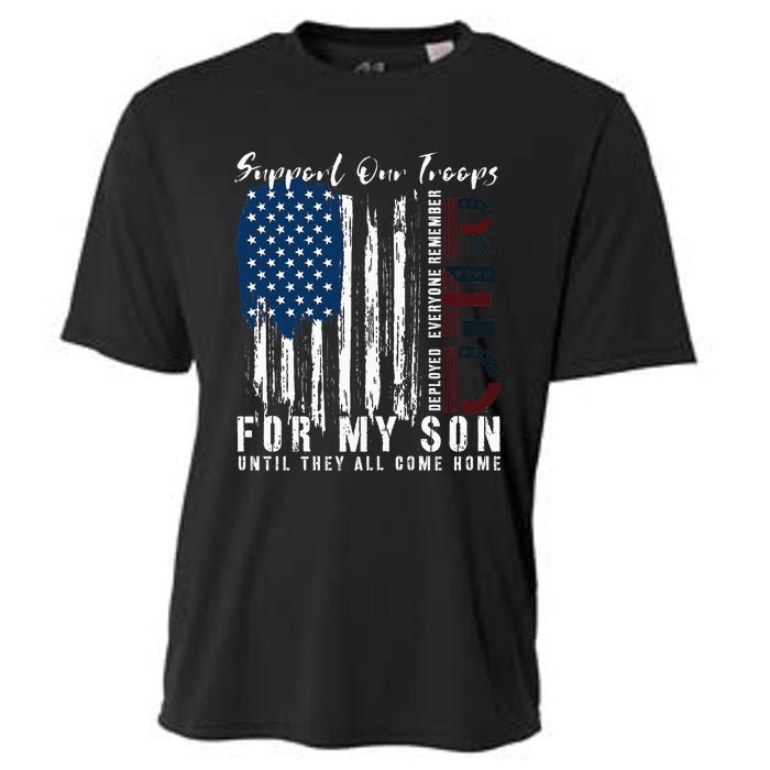 On Friday We Wear Red For My Son Military Support Us Flag Cooling Performance Crew T-Shirt