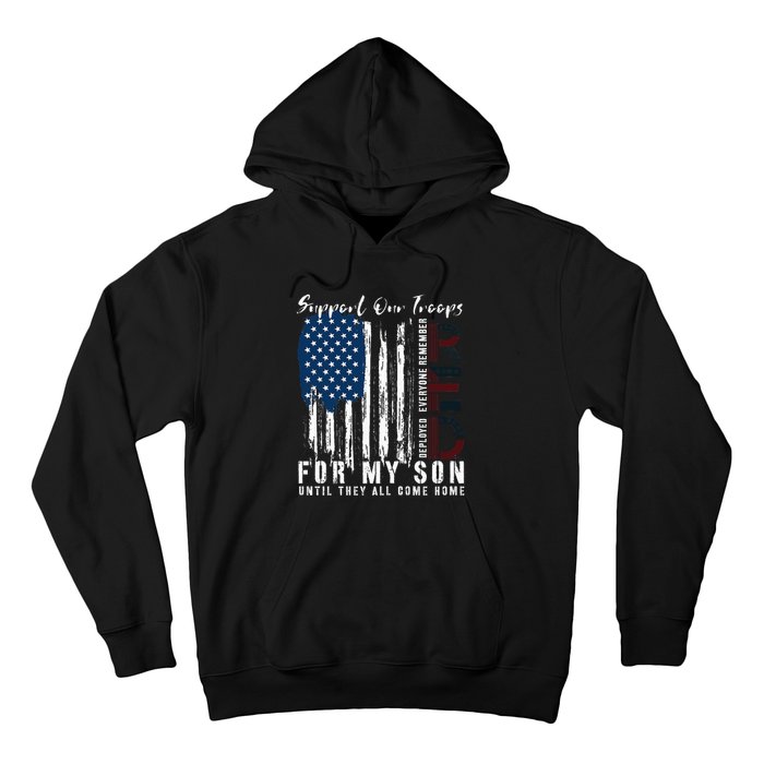 On Friday We Wear Red For My Son Military Support Us Flag Hoodie