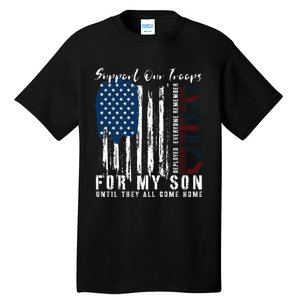 On Friday We Wear Red For My Son Military Support Us Flag Tall T-Shirt