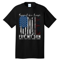 On Friday We Wear Red For My Son Military Support Us Flag Tall T-Shirt