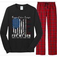 On Friday We Wear Red For My Son Military Support Us Flag Long Sleeve Pajama Set