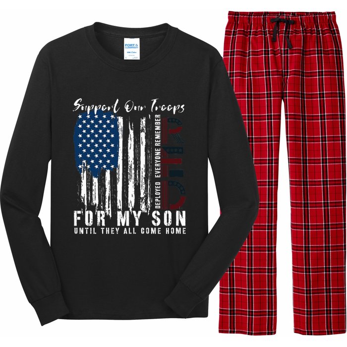 On Friday We Wear Red For My Son Military Support Us Flag Long Sleeve Pajama Set