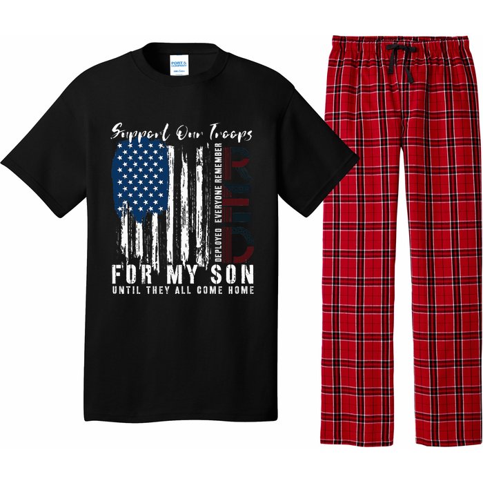 On Friday We Wear Red For My Son Military Support Us Flag Pajama Set