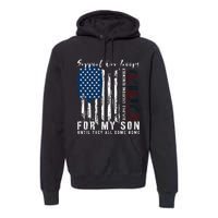 On Friday We Wear Red For My Son Military Support Us Flag Premium Hoodie