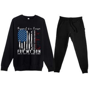 On Friday We Wear Red For My Son Military Support Us Flag Premium Crewneck Sweatsuit Set