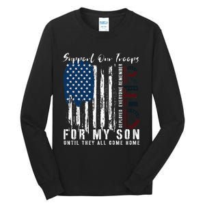 On Friday We Wear Red For My Son Military Support Us Flag Tall Long Sleeve T-Shirt