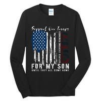 On Friday We Wear Red For My Son Military Support Us Flag Tall Long Sleeve T-Shirt