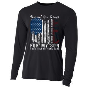 On Friday We Wear Red For My Son Military Support Us Flag Cooling Performance Long Sleeve Crew