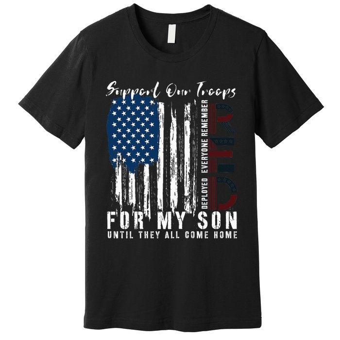 On Friday We Wear Red For My Son Military Support Us Flag Premium T-Shirt