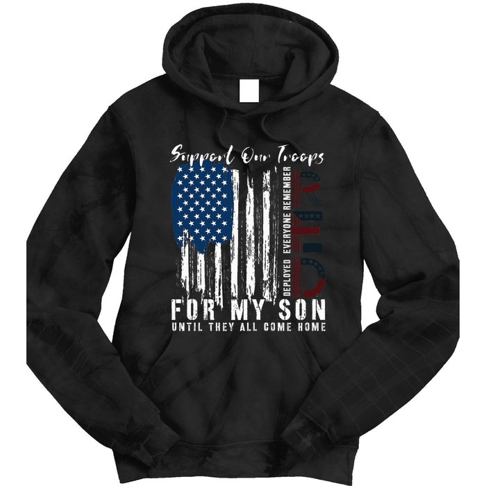 On Friday We Wear Red For My Son Military Support Us Flag Tie Dye Hoodie