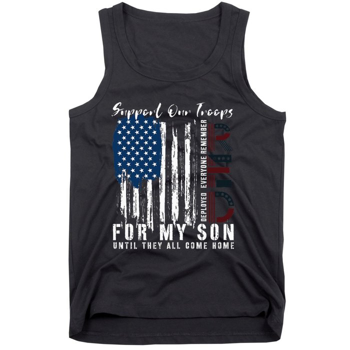 On Friday We Wear Red For My Son Military Support Us Flag Tank Top