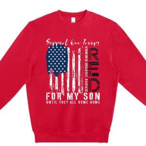 On Friday We Wear Red For My Son Military Support Us Flag Premium Crewneck Sweatshirt