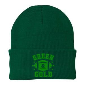 On Football We Wear Green And Gold School Spirit Knit Cap Winter Beanie