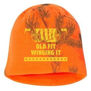 Old Fit Winging It Funny Workout Humor Gym Elderly Fitness Gift Kati - Camo Knit Beanie