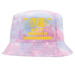 Old Fit Winging It Funny Workout Humor Gym Elderly Fitness Gift Tie-Dyed Bucket Hat